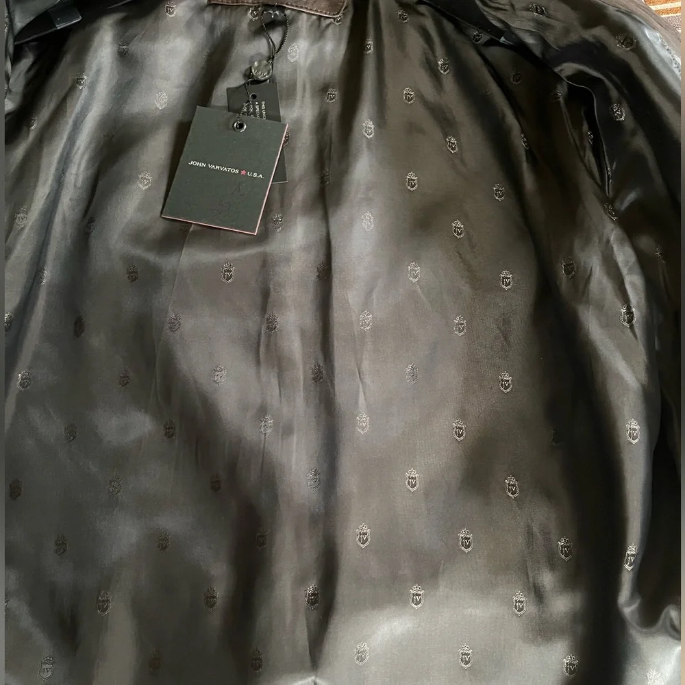 John Varvatos Soft and Luxurious Genuine Sheep Leather Racer Jacket Dk Brown-szL - Picture 15 of 15